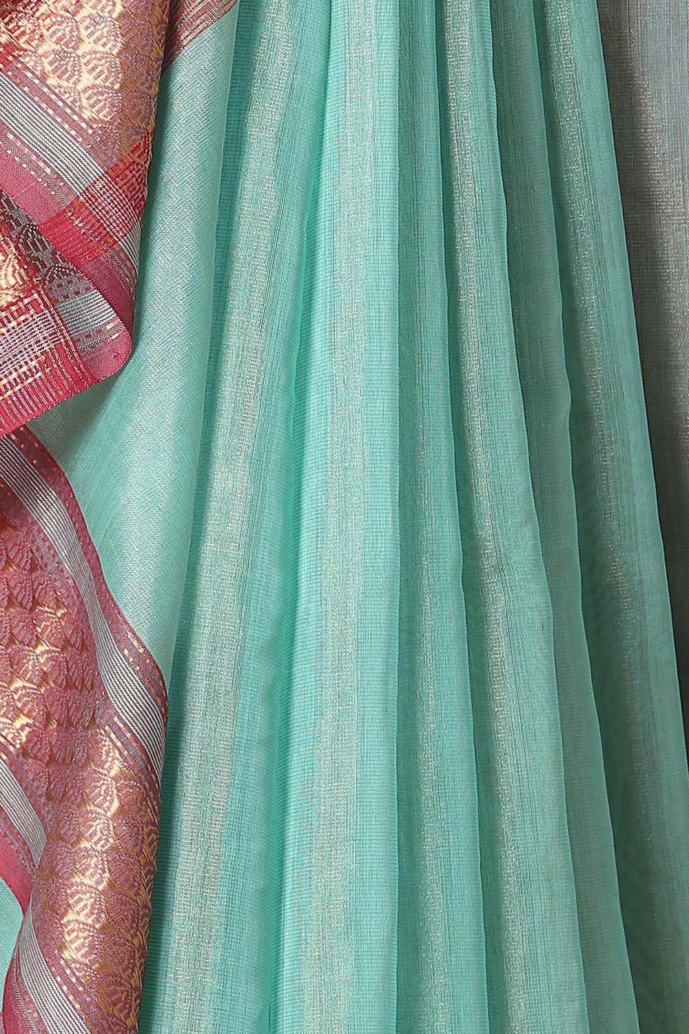 Blue Pure Cotton Tissue Maheswari Saree image number null