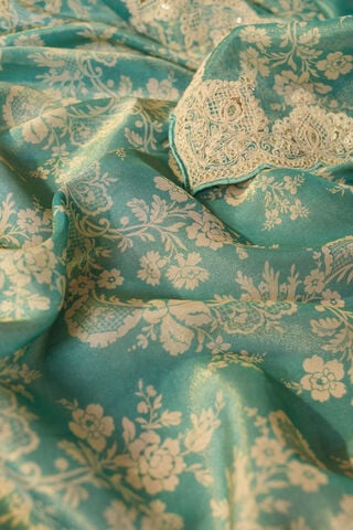 Blue Viscose Tissue Embroidered Saree thumbnail image number null