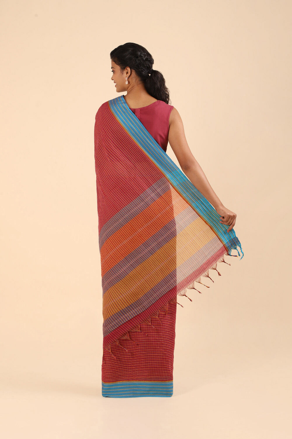 Red Pure Cotton Naranyanpet Saree image number null