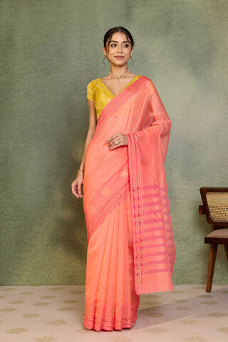 Orange Woven Pure Silk Cotton Chanderi Saree thumbnail image number null