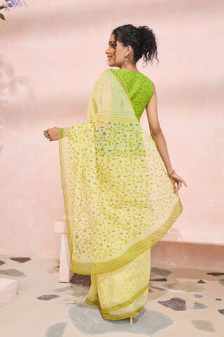 Light Yellow Bengal Pure Cotton Kota Printed Embroidery Saree thumbnail image number null
