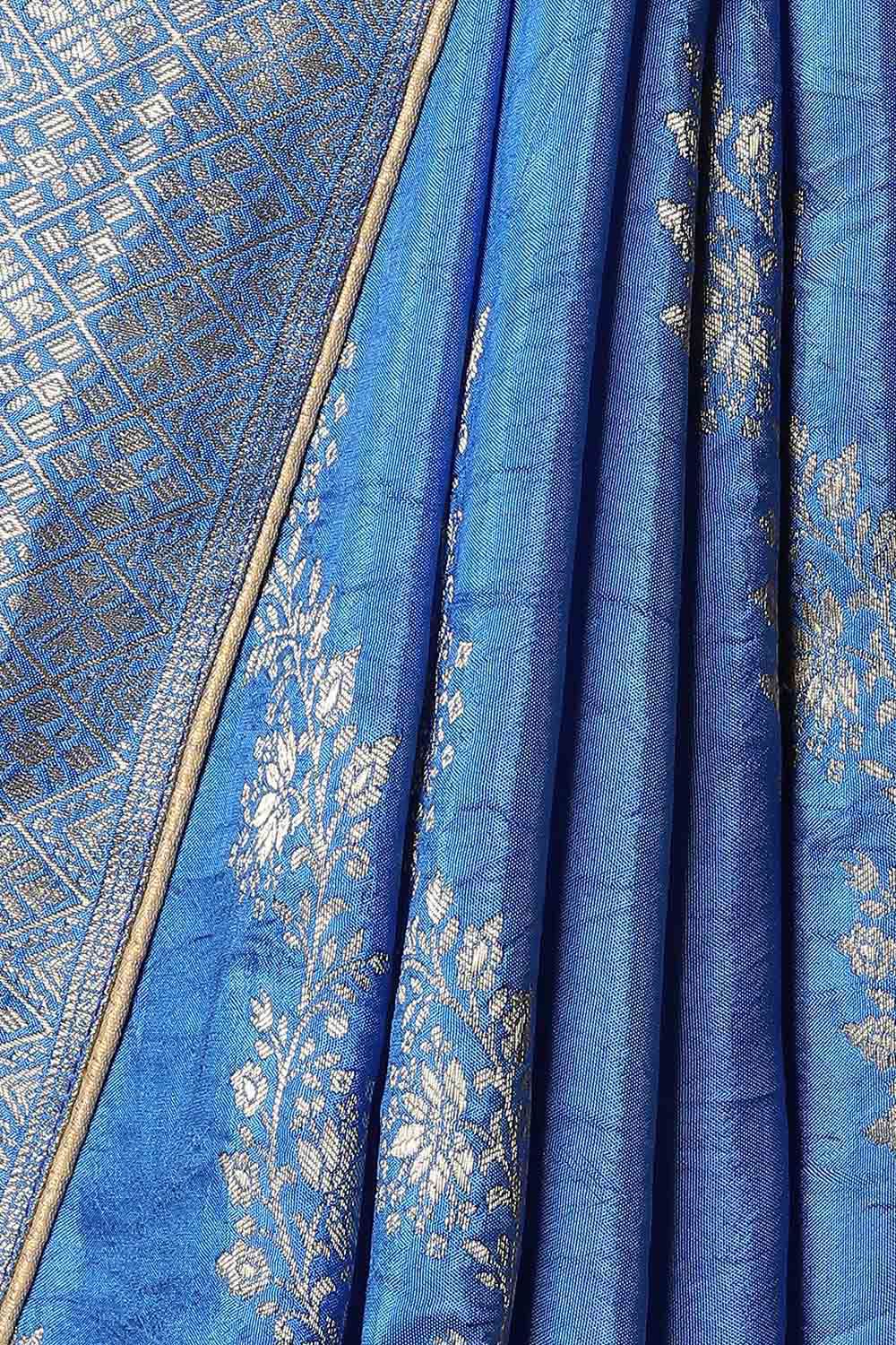 Blue Luxe Woven Saree image number null