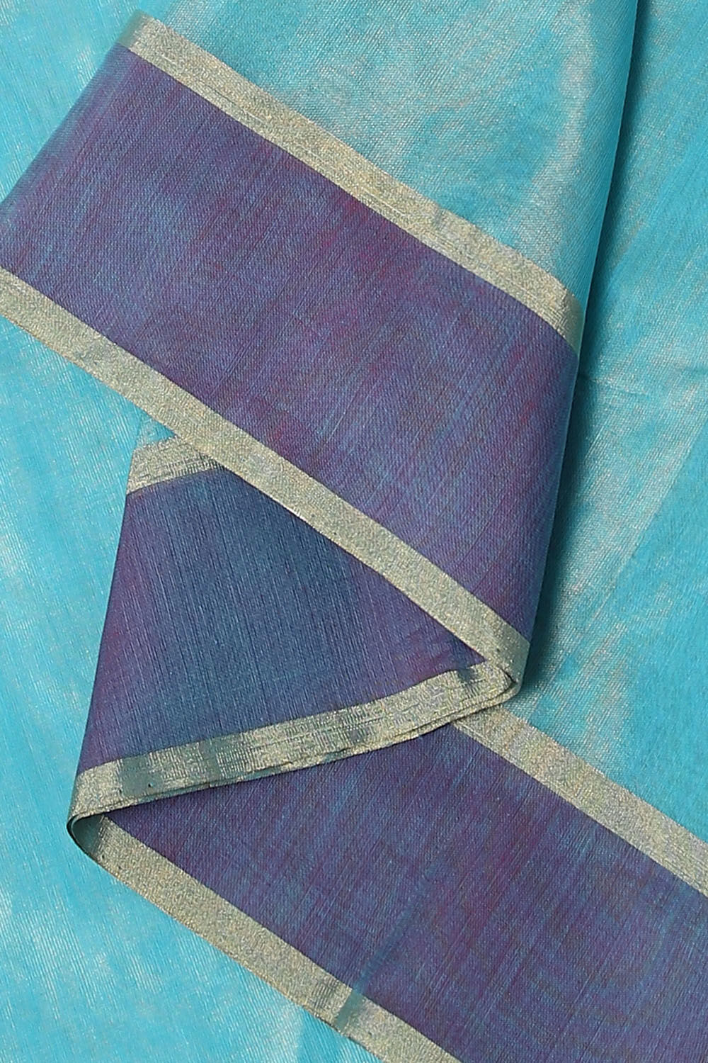 Light Blue Pure Cotton Tissue Chanderi Saree image number null