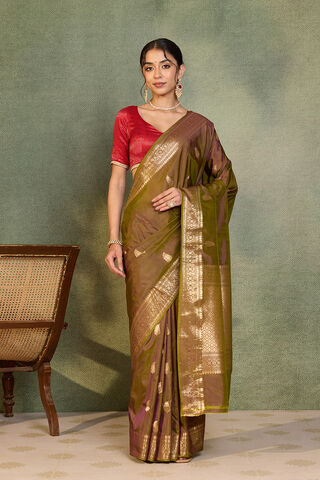 Green Silk Viscose Kadwa Banarasi Saree thumbnail image number null