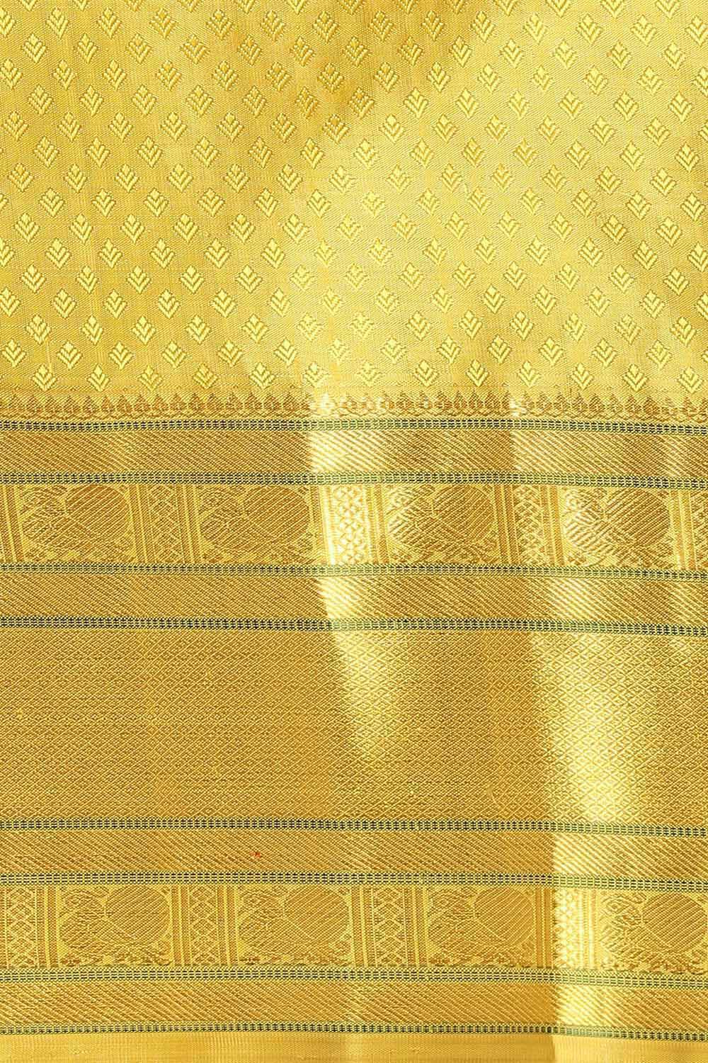 Light Yellow Pure Silk Kanjivaram Saree image number null