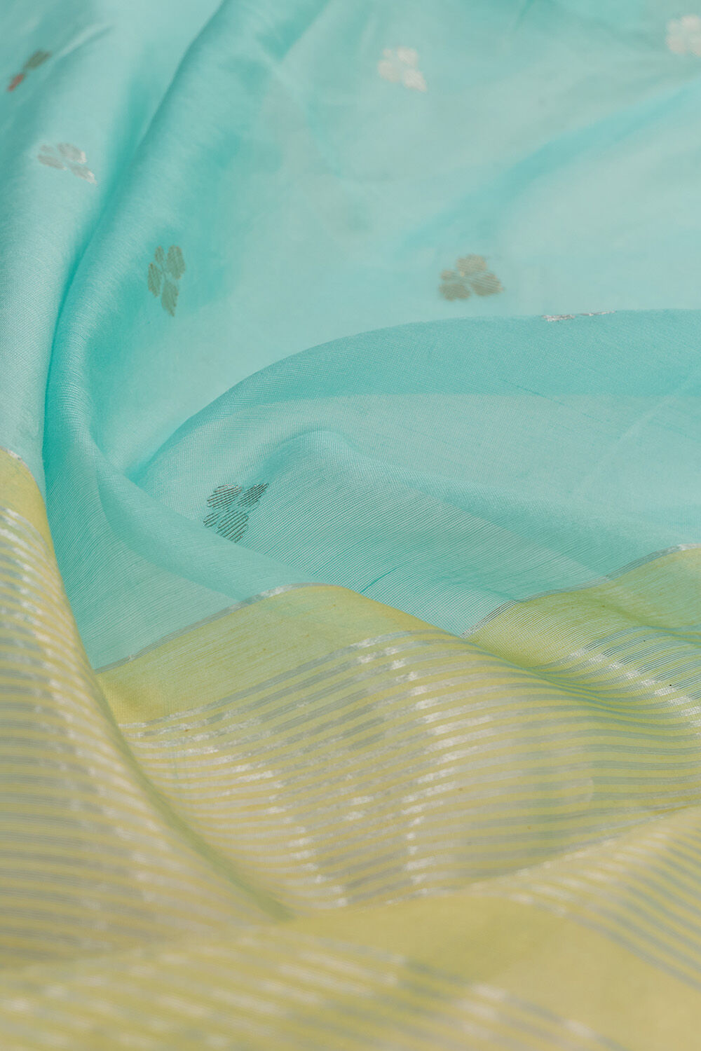 Light Blue Woven Pure Silk Cotton Chanderi Saree image number null
