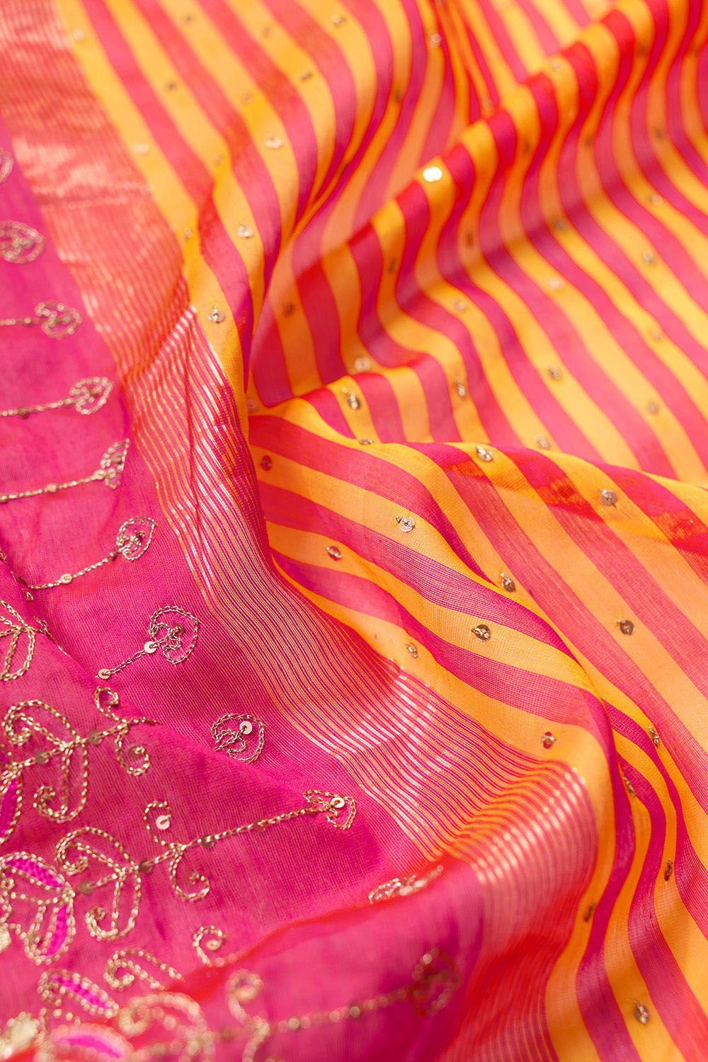 Yellow Rajasthan Pure Silk Cotton Gota Patti Saree image number null