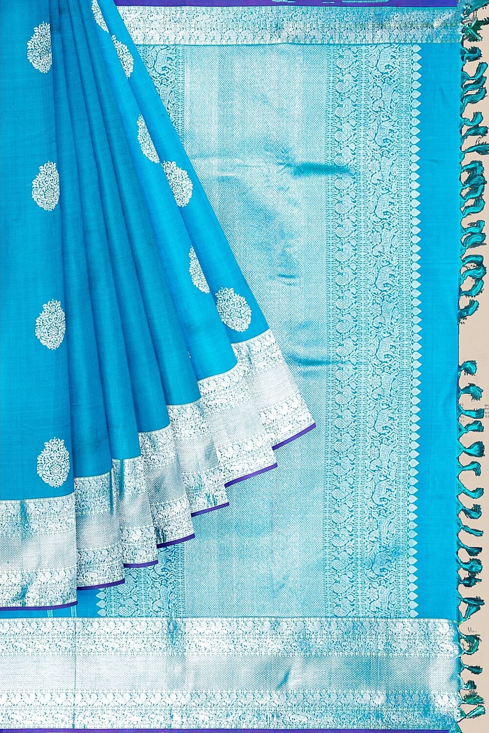 Light Blue Pure Silk Kanjivaram Saree image number null