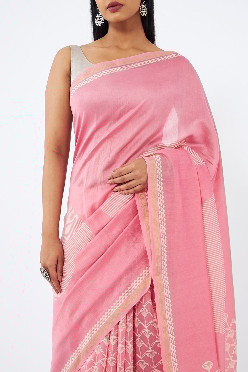 Pink Pure Silk Cotton Printed Saree image number null