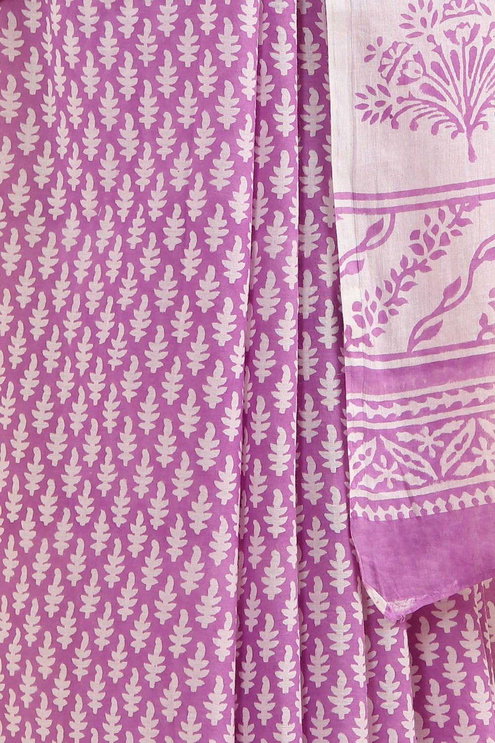 Purple Pure Cotton Sanganeri Printed Saree image number null