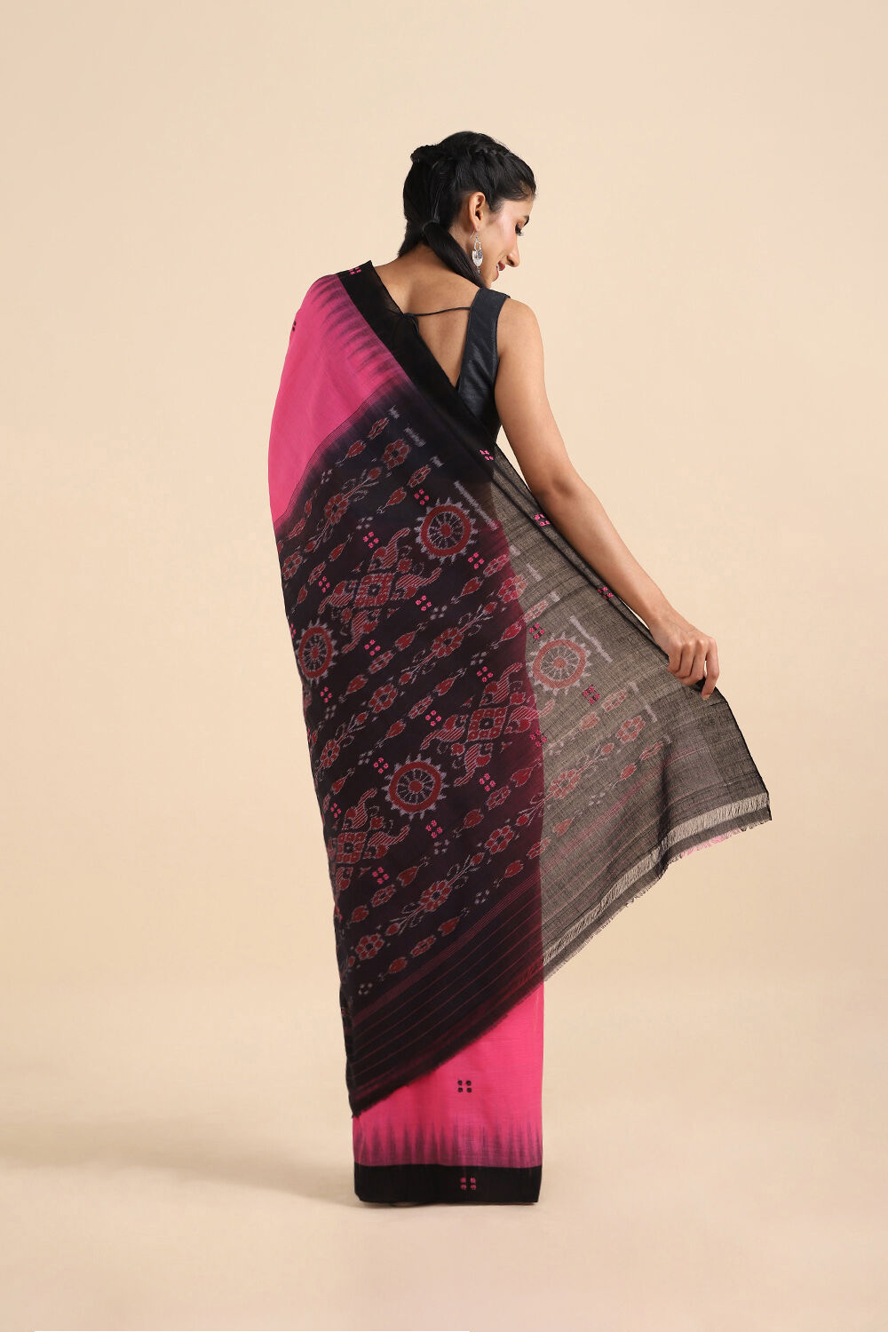 Pink Pure Cotton Odissa Ikat Saree image number null