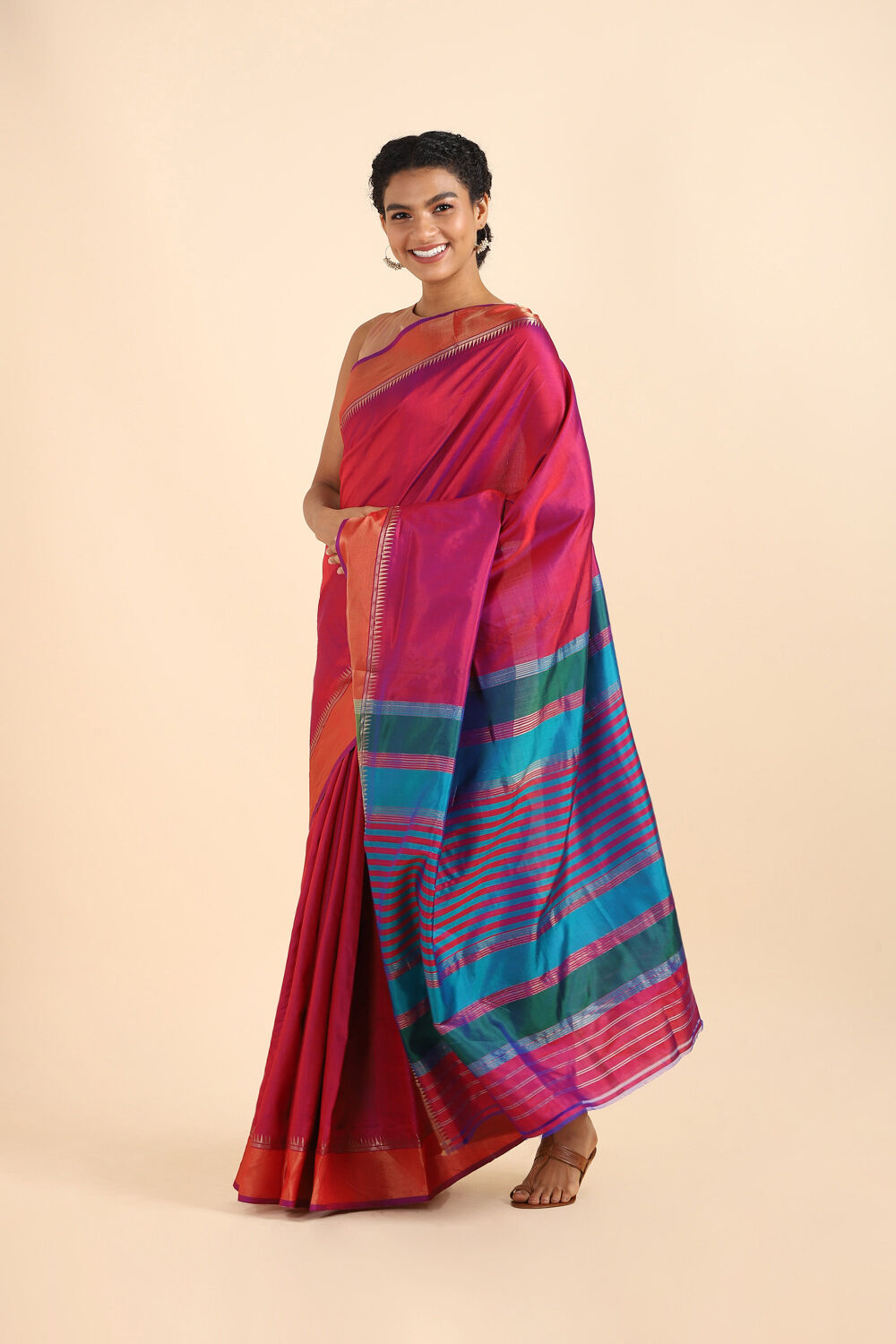 Dark Pure Pink Silk Woven Saree image number null