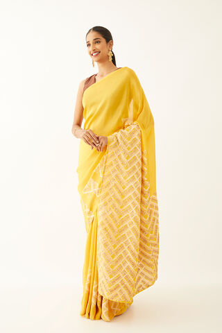Orange Pure Organza Tissue Printed Saree thumbnail image number null