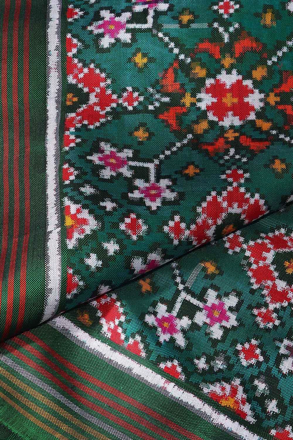 Green Silk Patan Patola Navaratna Bhat Ikat Saree image number null