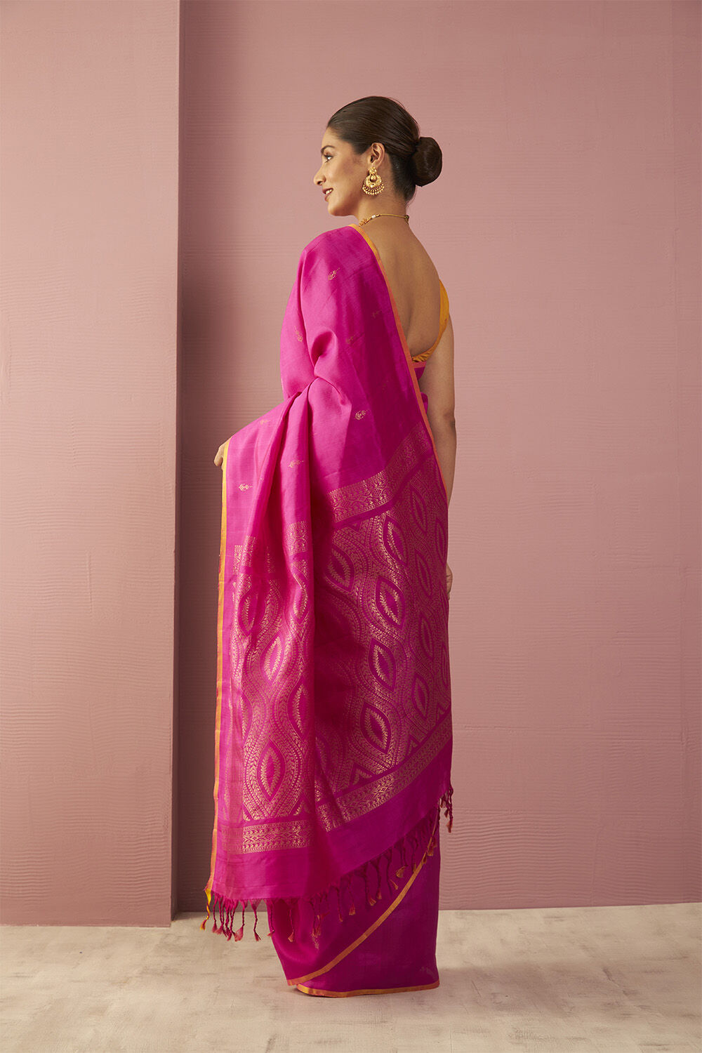 Pink Woven Pure Soft Silk Saree image number null