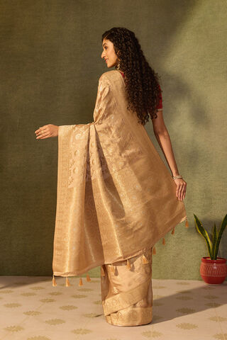 Beige Viscose Satin Woven Saree thumbnail image number null