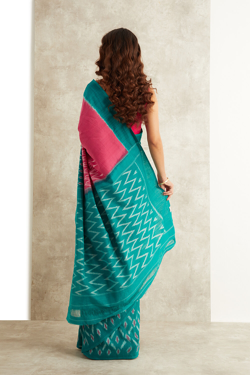 Pink Ikat Pure Cotton Pochampalli Saree image number null