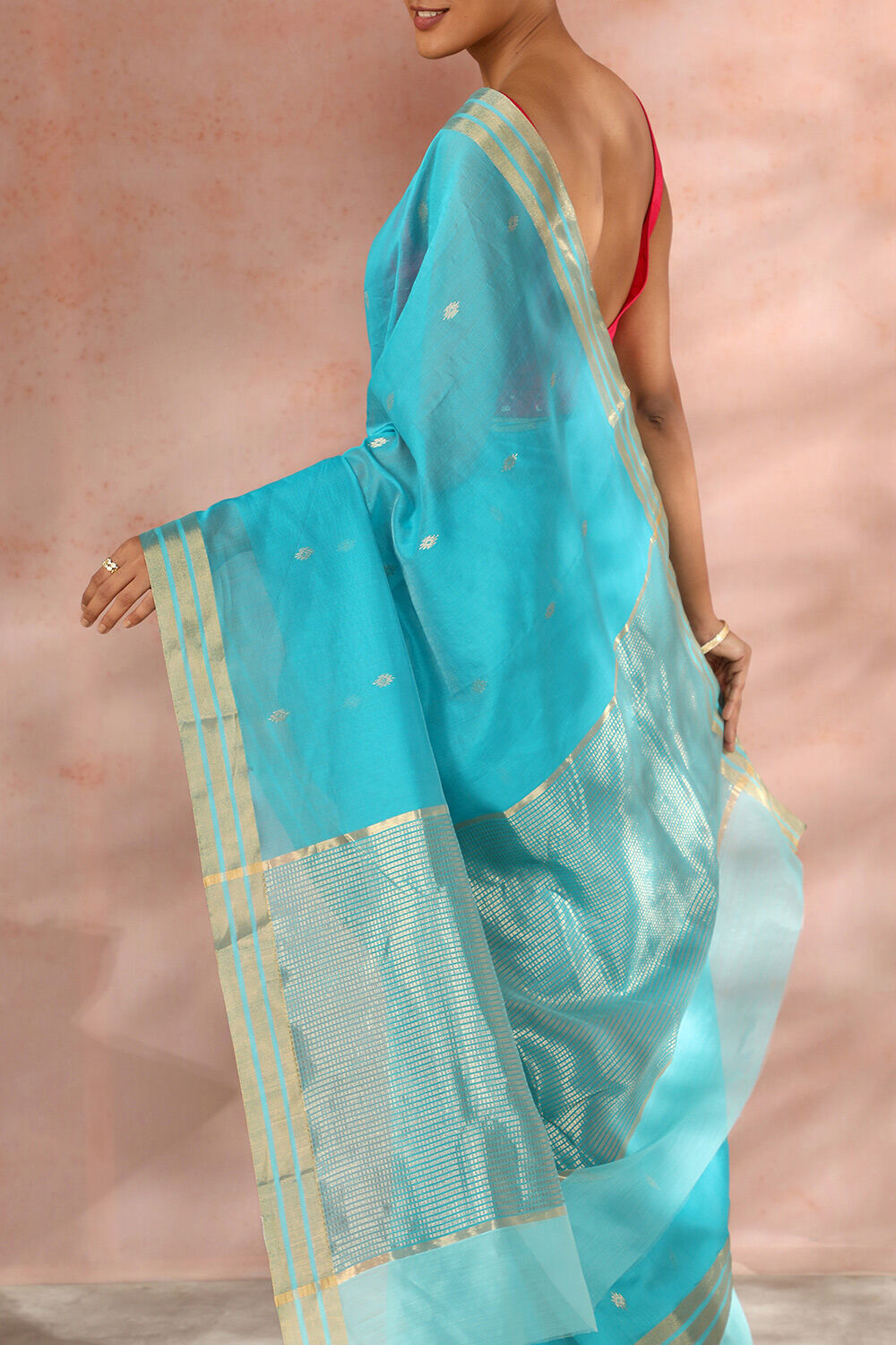 Light Blue Chanderi Pure Silk Cotton Woven Saree image number null