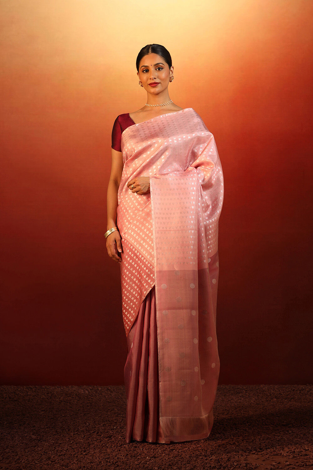 Pink Woven Pure Silk Kanjivaram Saree image number null