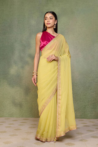 Light Green   Viscose Organza Embroidered Saree thumbnail image number null