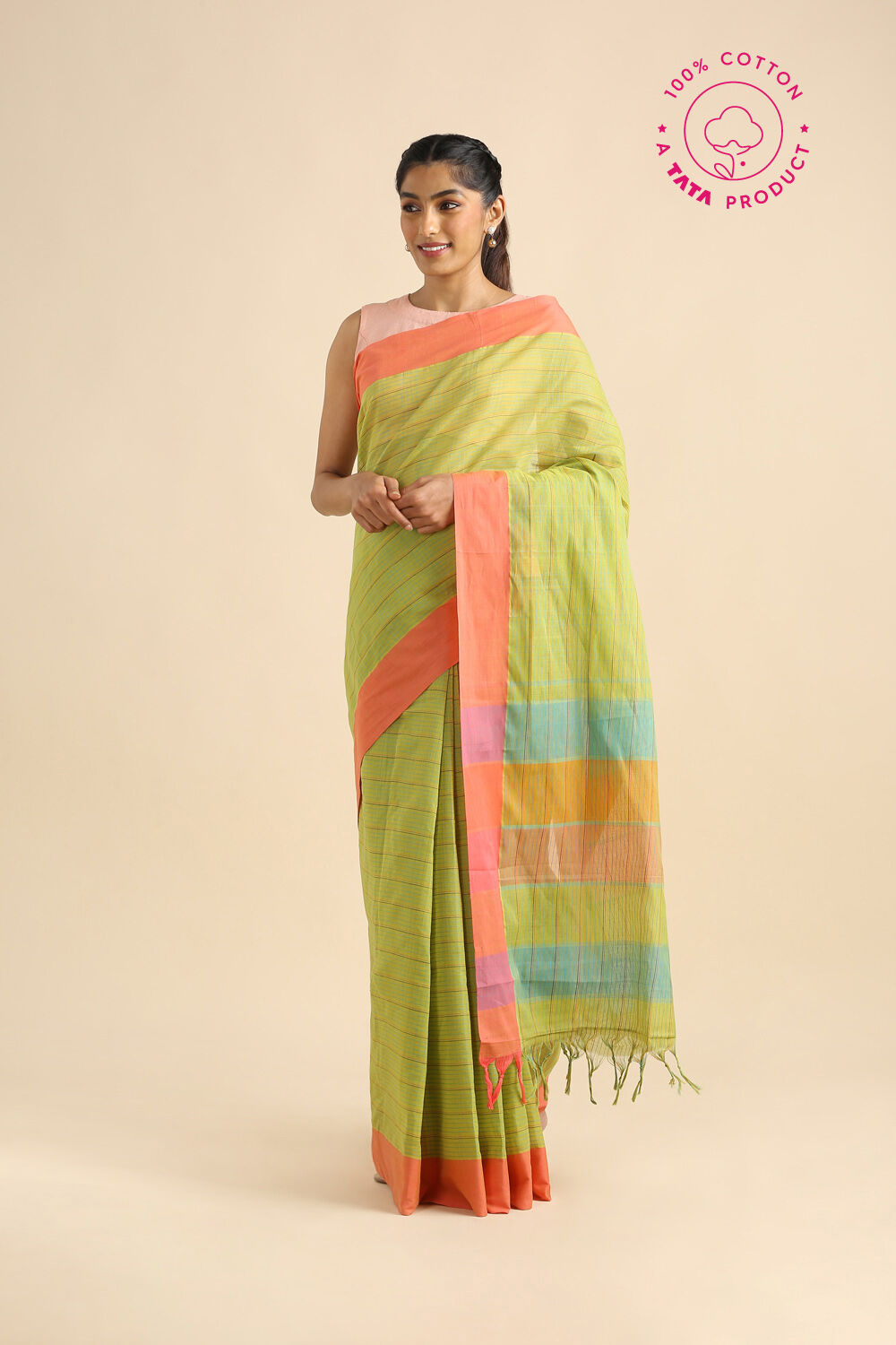 Light Green Pure Cotton Naranyanpet Saree image number null