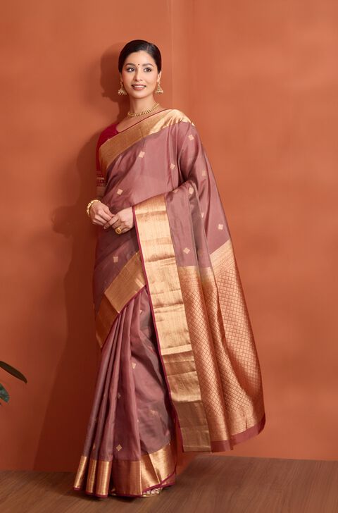 Brown Apsara Woven Silk Viscose Saree