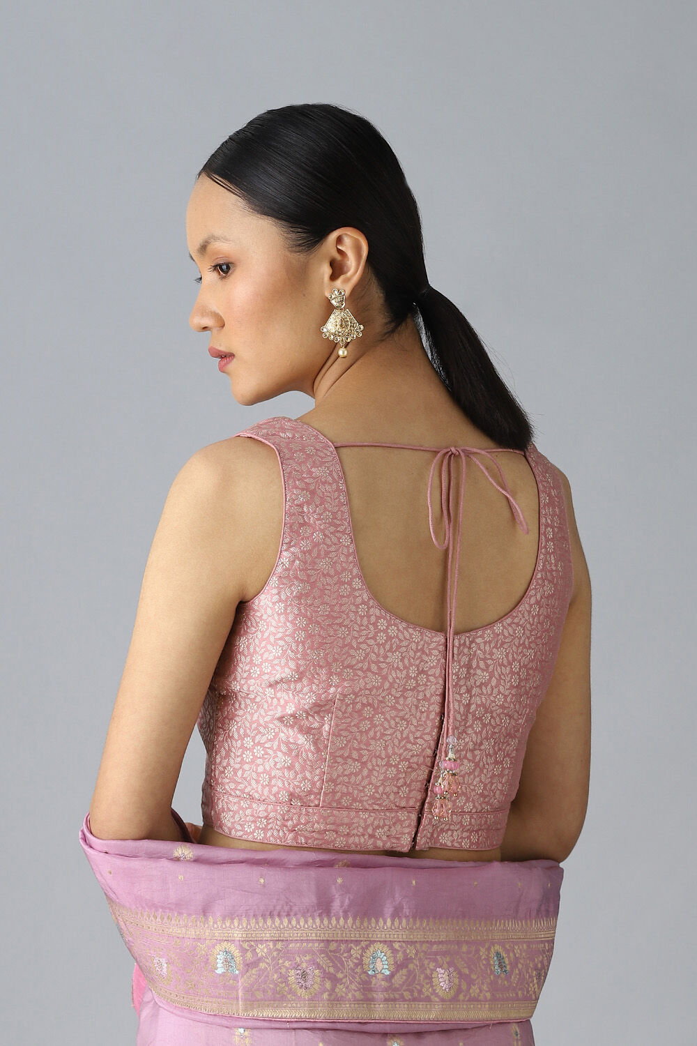 Pink Viscose Brocade Blouse image number null