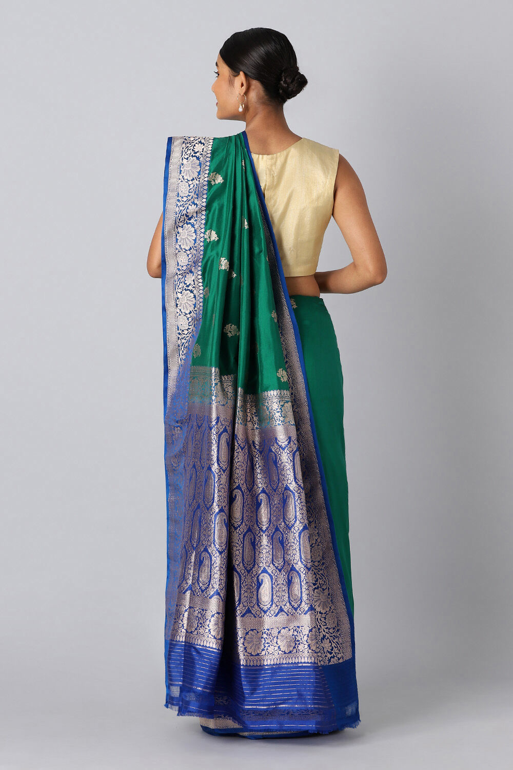 Dark Green Pure Silk Banarasi Saree image number null