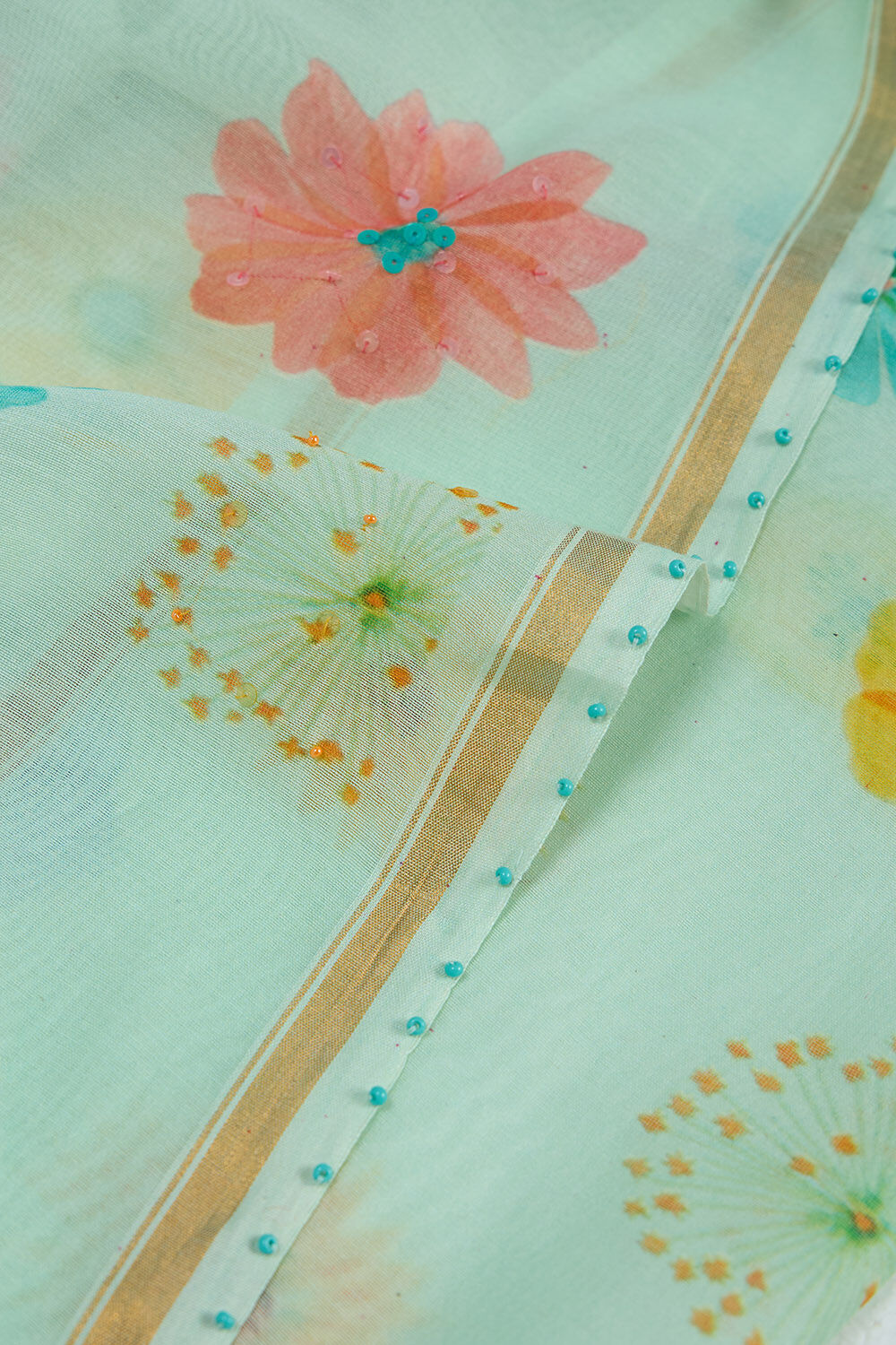 Light Green Printed Pure Silk Cotton Saree image number null