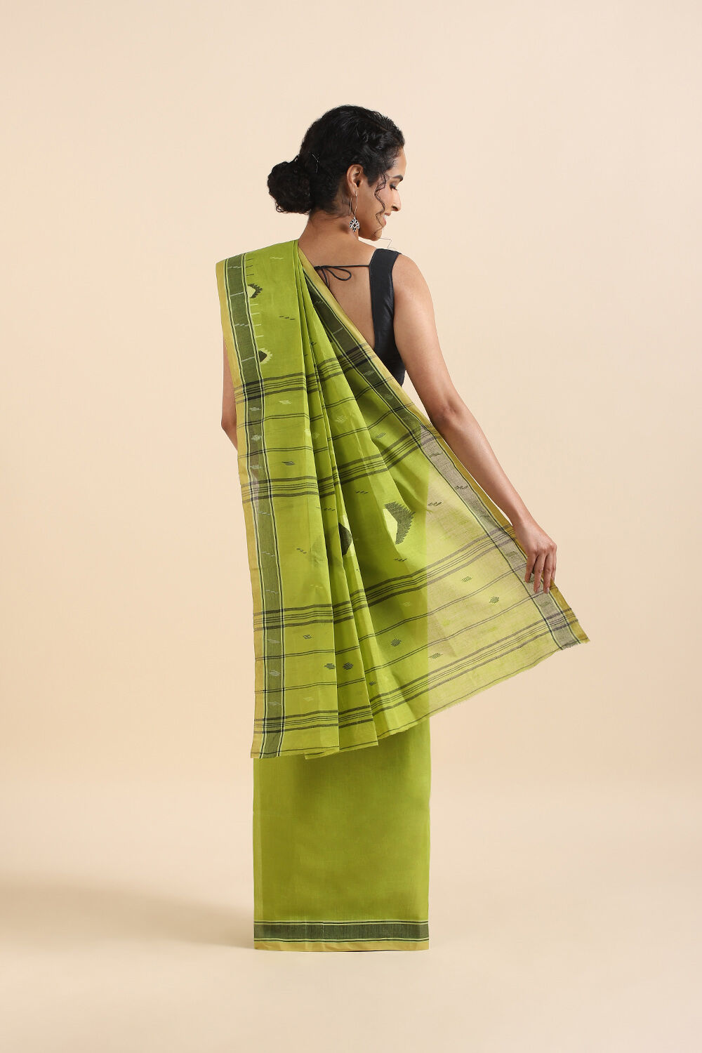 Green Pure Cotton Bengal Saree image number null