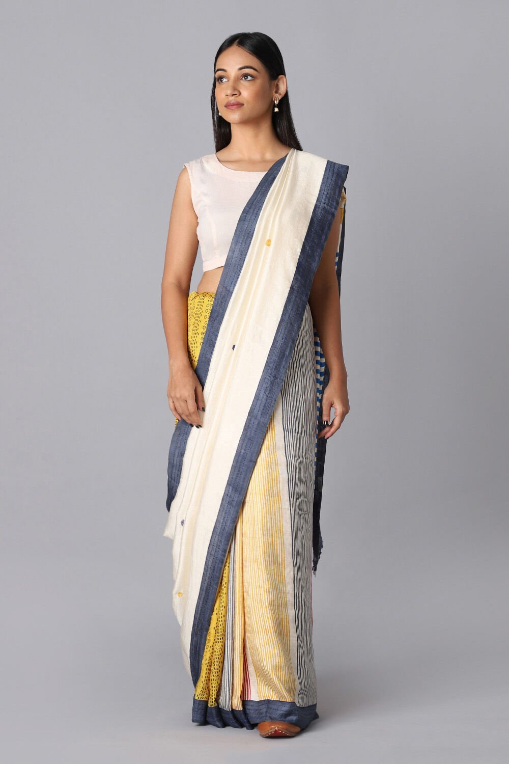 Multicolored Pure Silk Hand Painted Saree image number null