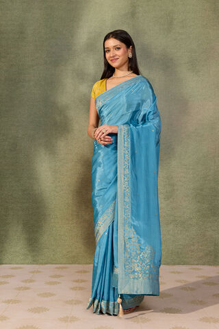 Blue Woven Pure Viscose Saree thumbnail image number null