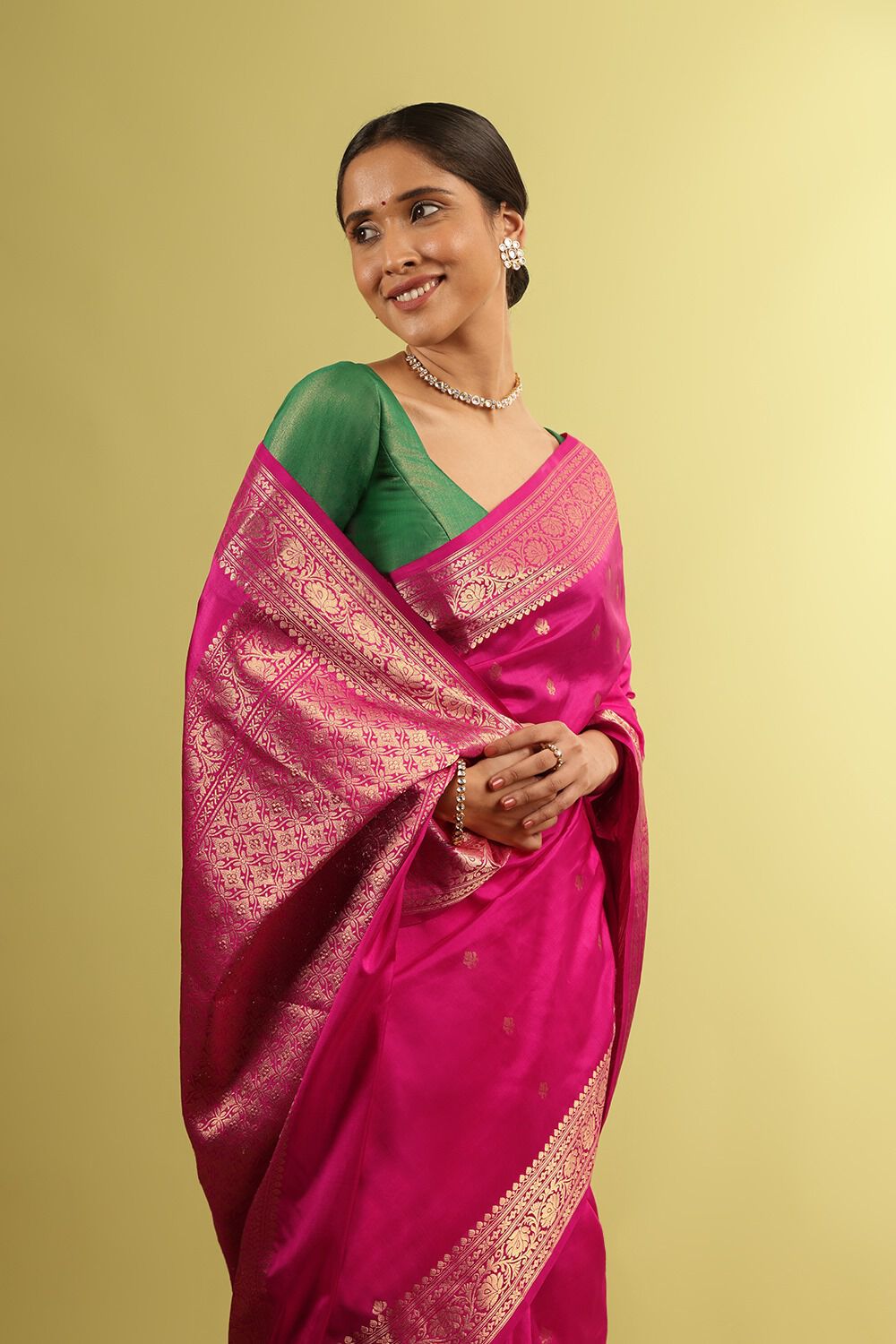 Dark Pink Silk Viscose Woven Saree image number null