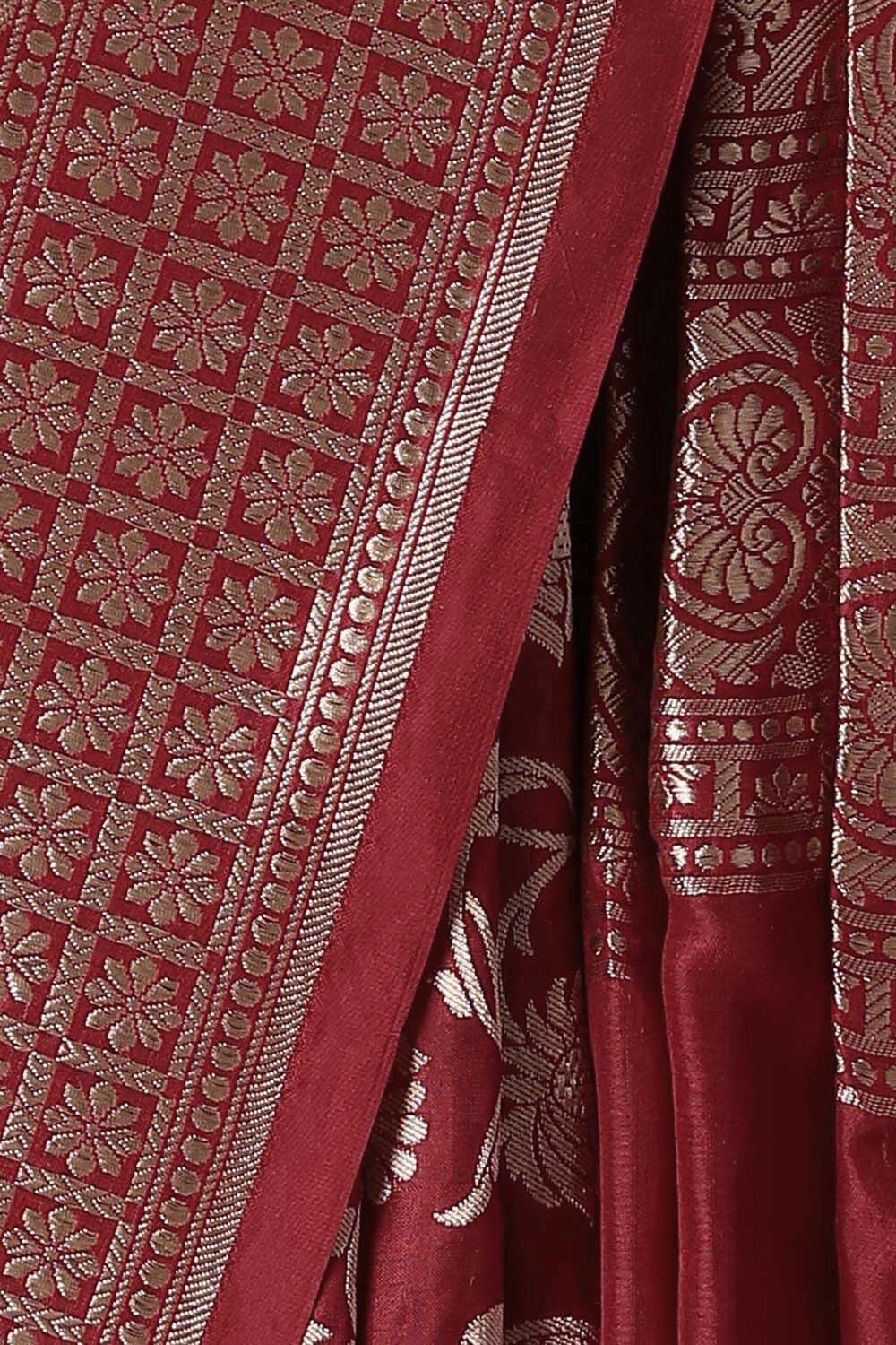 Red Pure Silk Banarasi Saree image number null