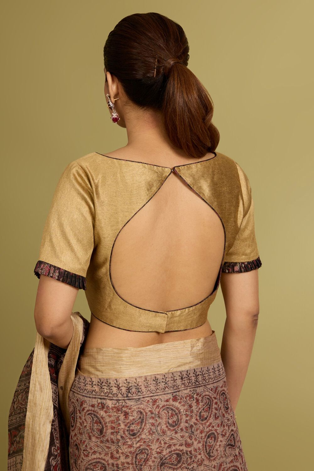 Beige Viscose Brocade Blouse image number null