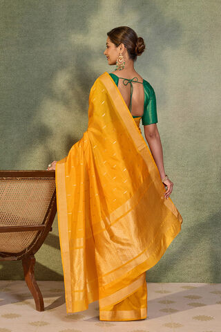 Light Yellow Silk Viscose Cutwork Banaras  Saree thumbnail image number null