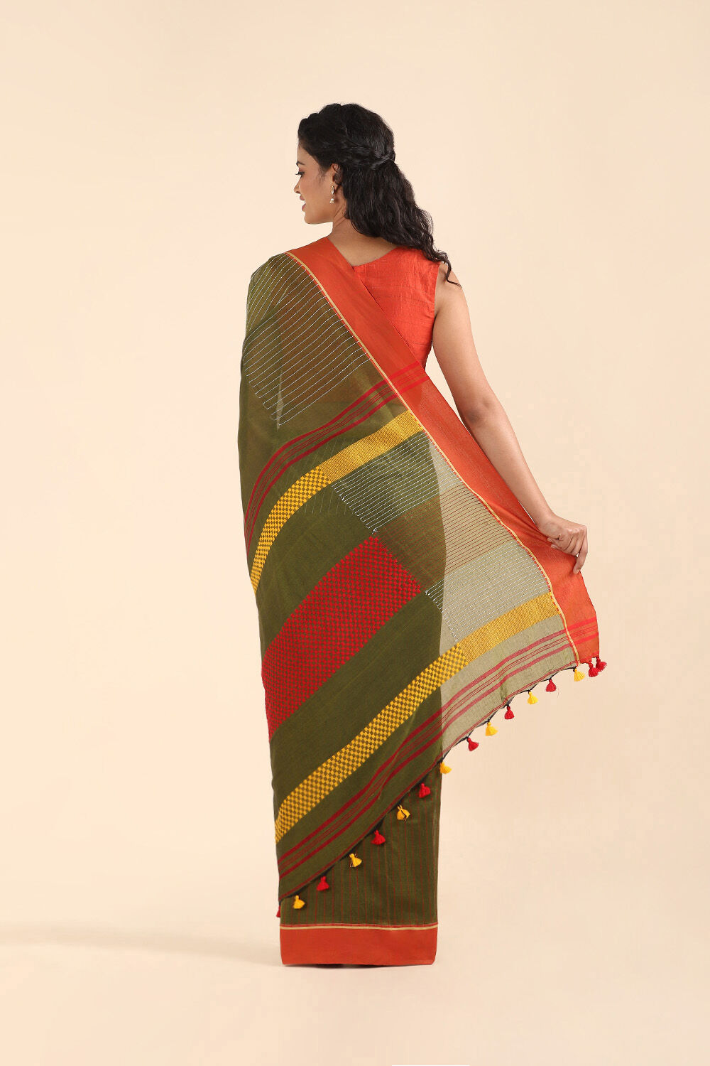Green Pure Cotton Bengal Saree image number null