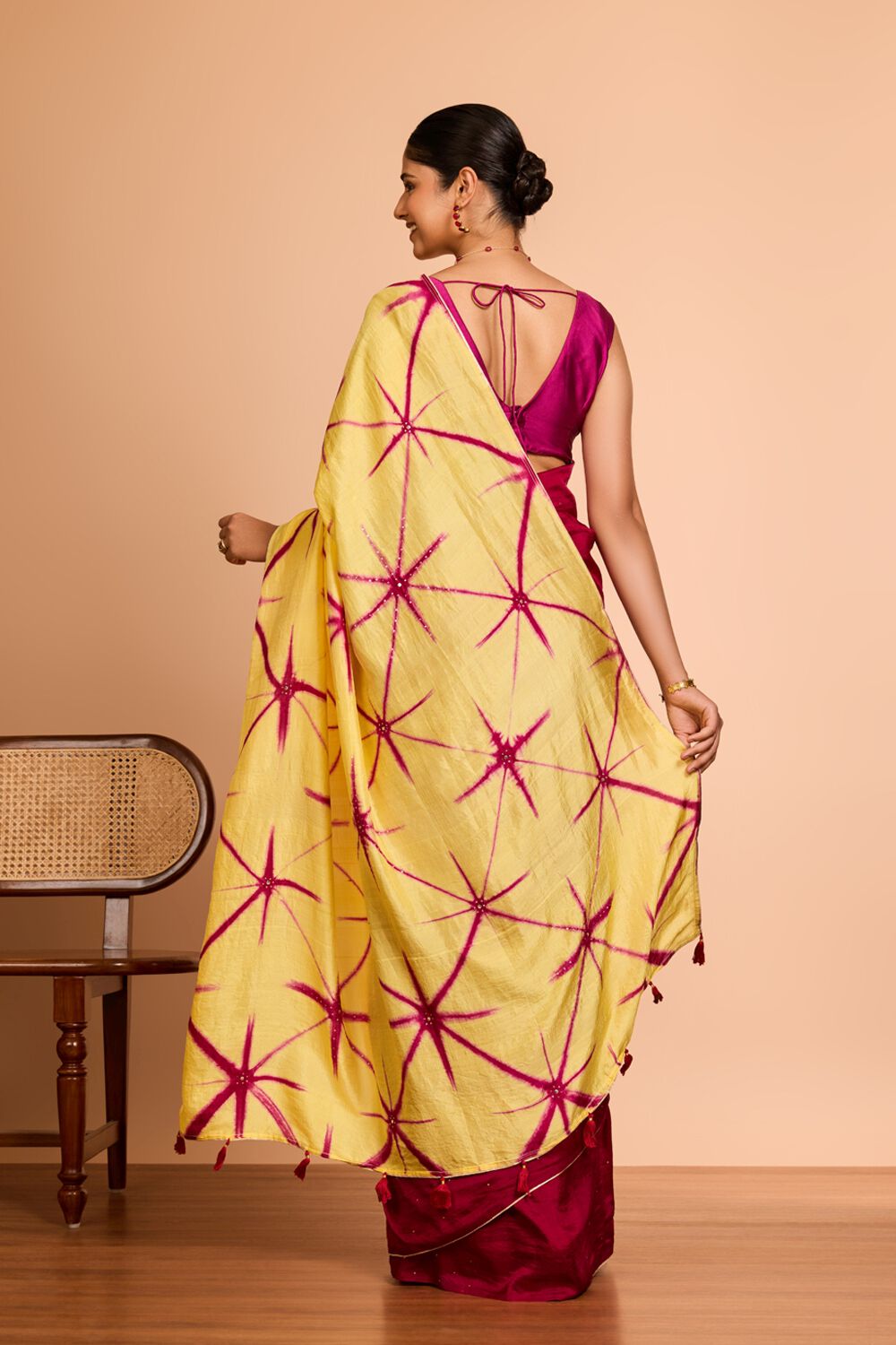 Yellow Murshidabad Pure Silk Mukaish Saree image number null