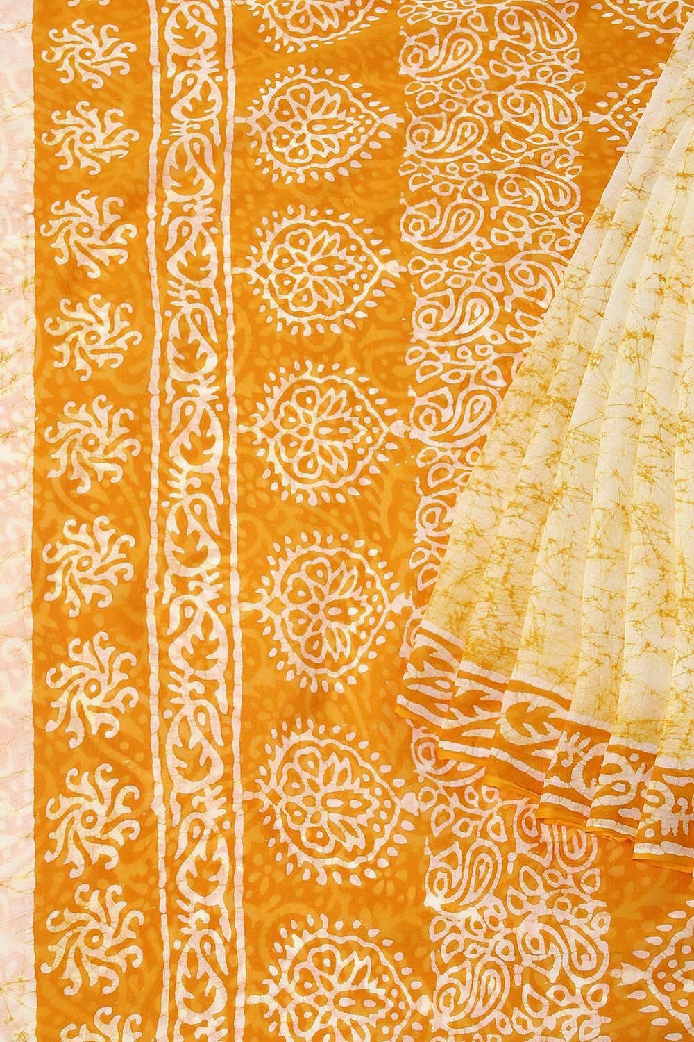 Yellow Pure Cotton Batik Saree image number null