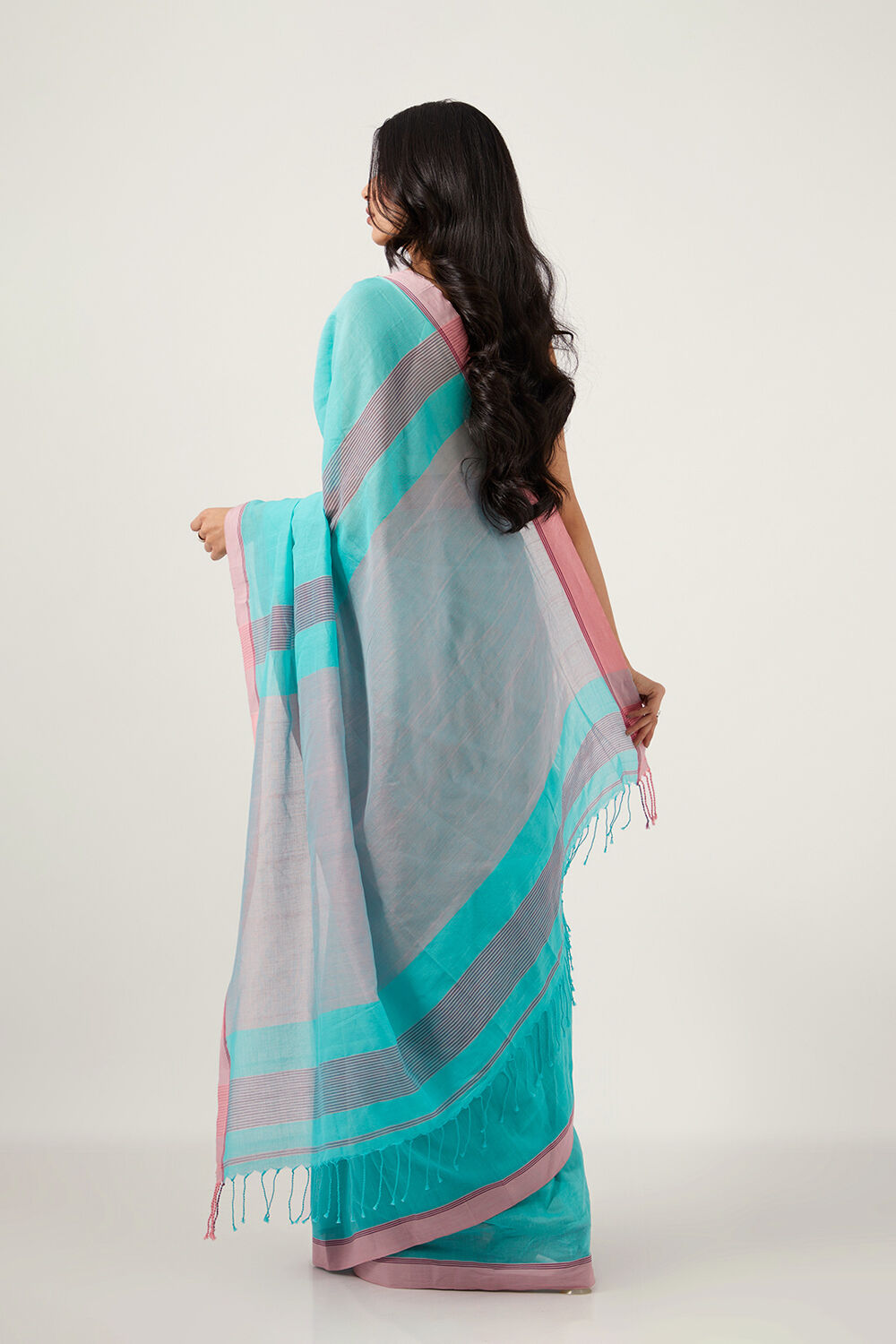 Blue Pure Cotton Bengal Saree image number null