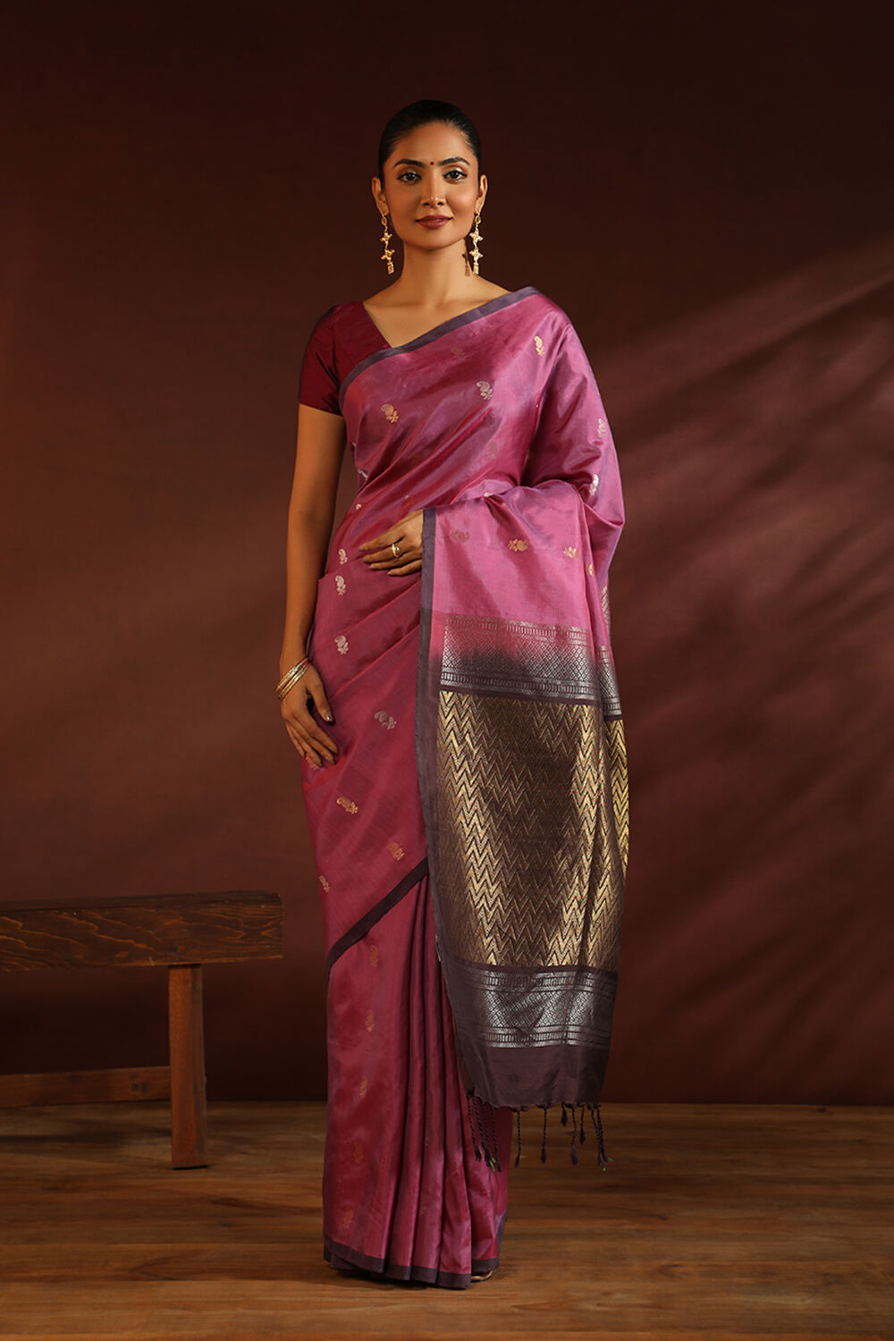 Pink South Pure Silk Woven Saree image number null