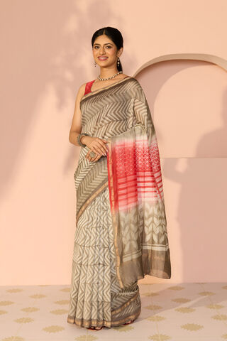 Brown Rajasthan Pure Silk Cotton Tie & Dye Shibori Saree thumbnail image number null