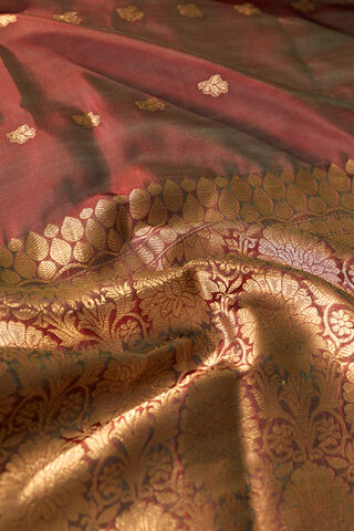 Red Silk Viscose Cutwork Banarasi Inspired Design Saree thumbnail image number null