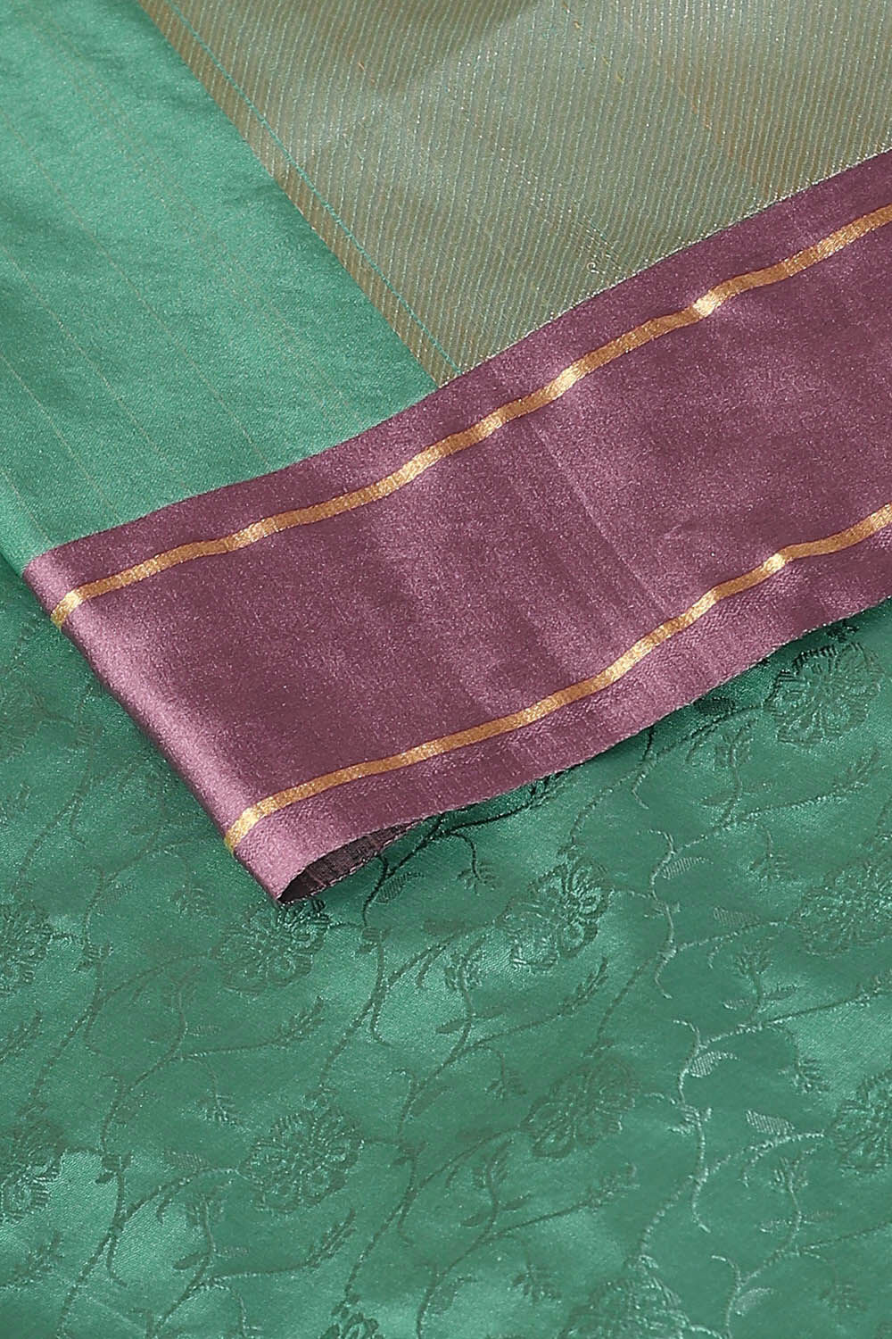 Light Green Pure Silk Banarasi Tanchoi Saree image number null