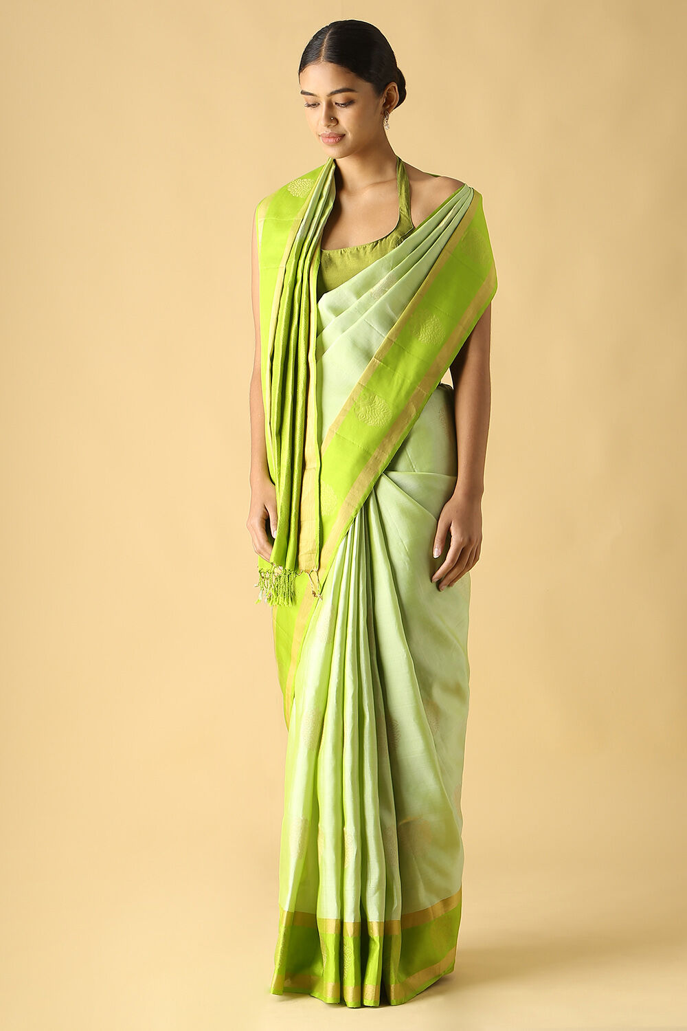 Light Green Pure Silk South Saree image number null
