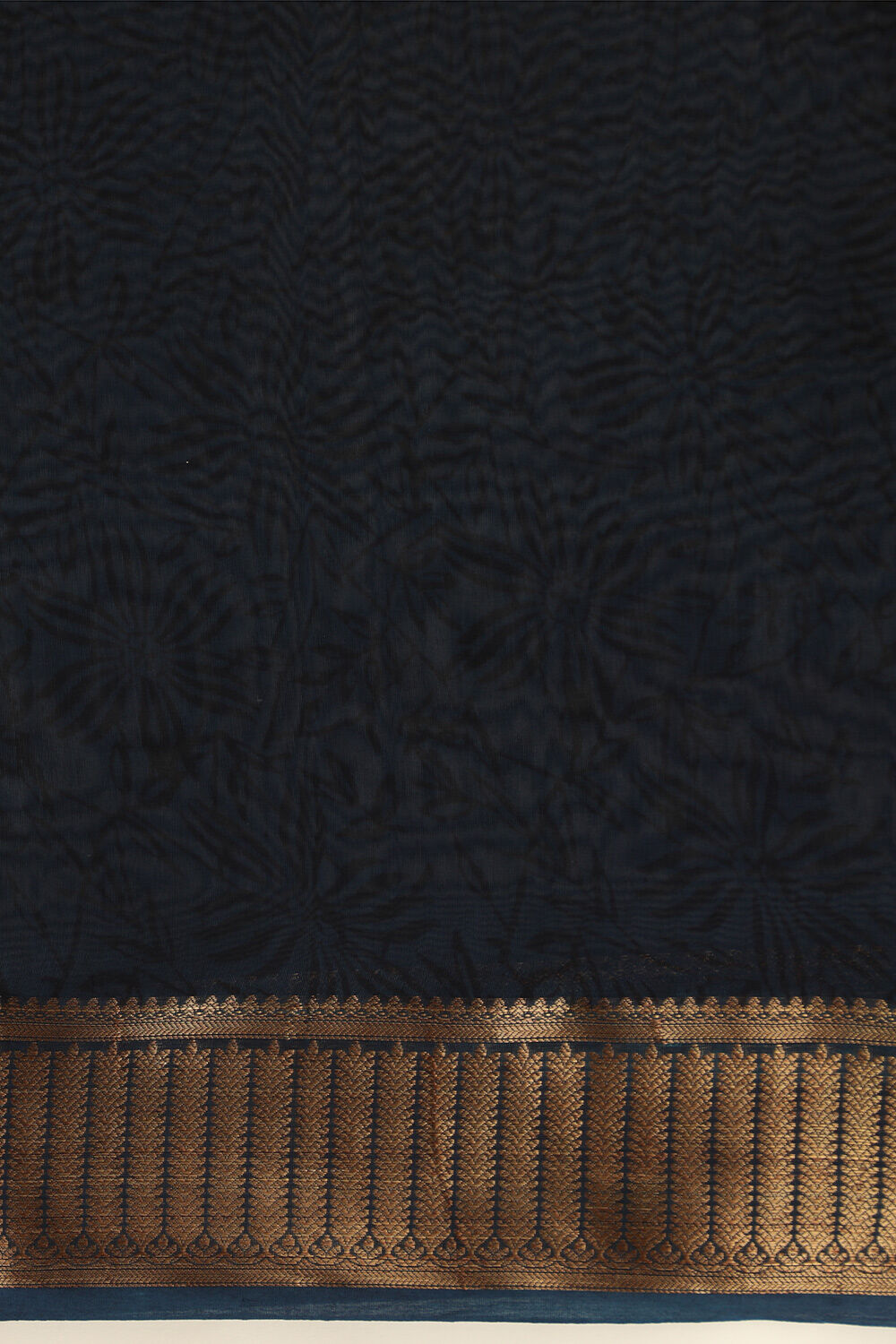 Dark Blue Pure Silk Cotton Block Printed Saree image number null