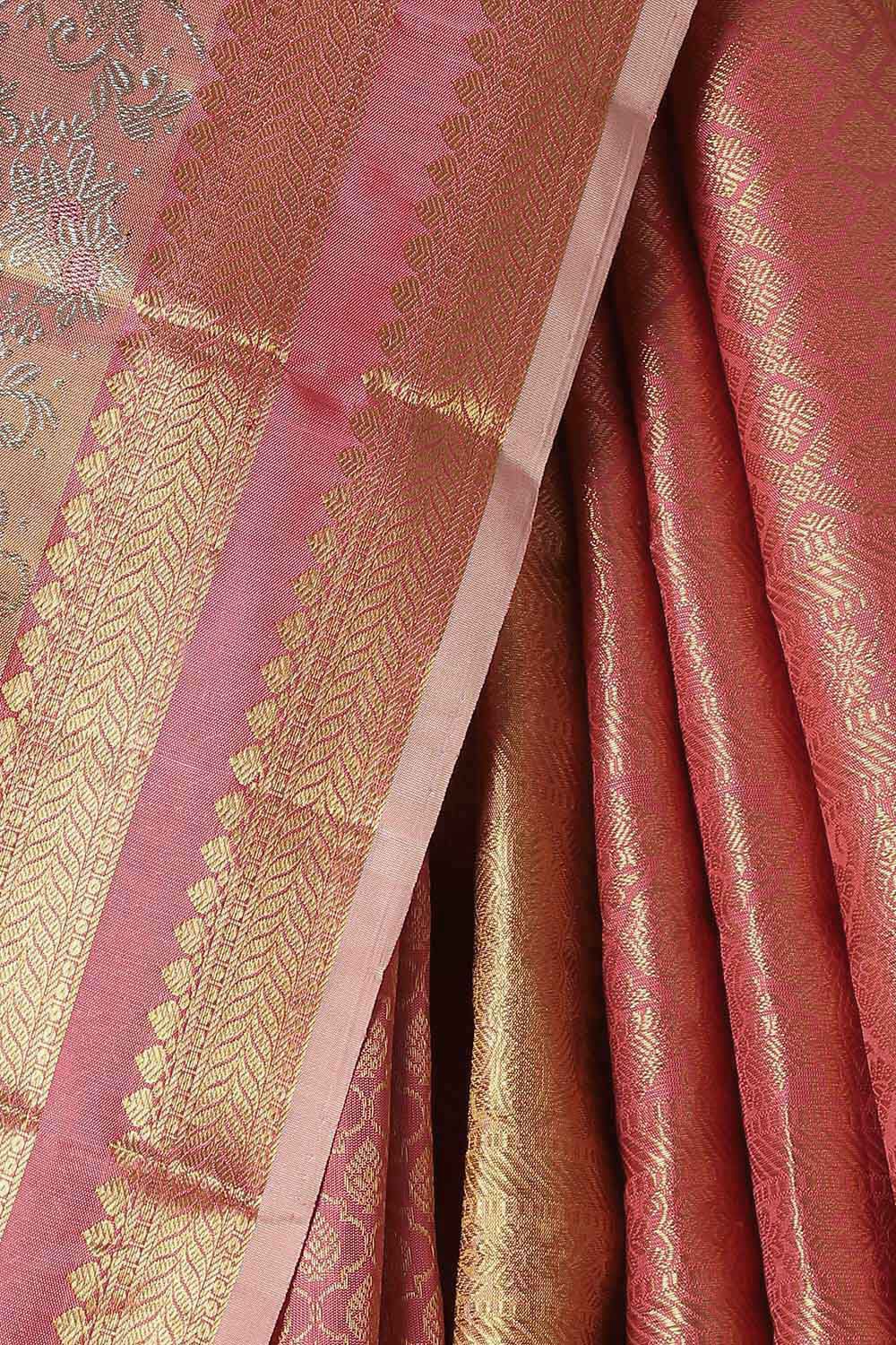 Pink Pure Silk Kanjivaram Saree image number null