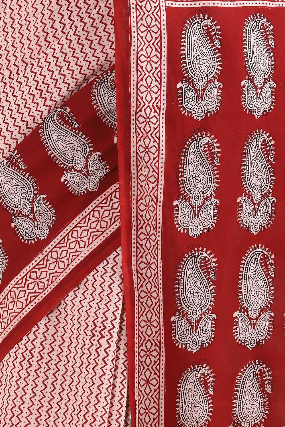 Off Pure White Cotton Bagh Printed image number null
