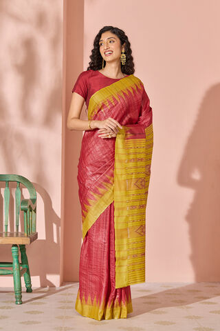 Red Ikat Pure Tussar Silk Gopalpur Saree thumbnail image number null