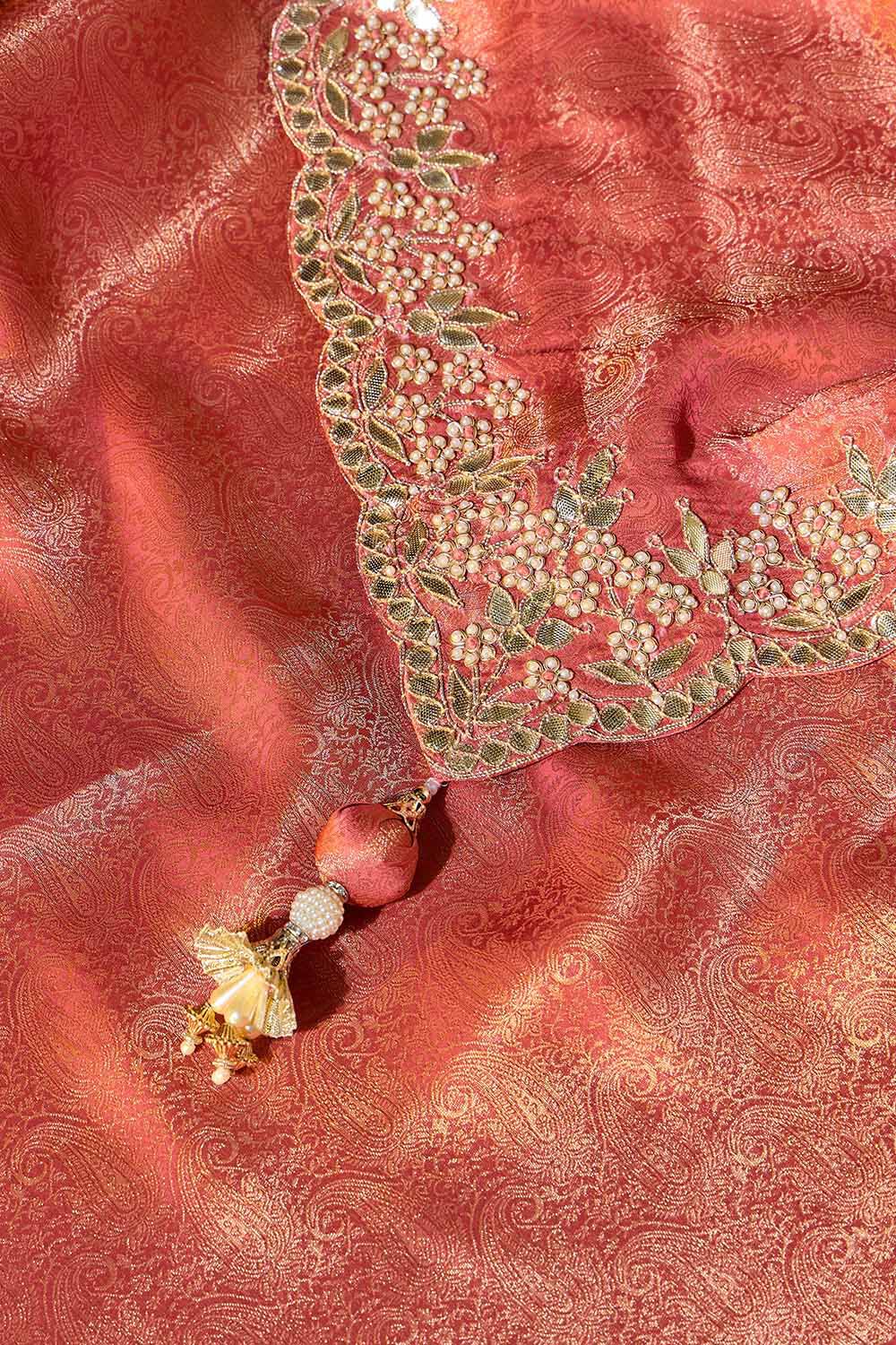 Light Pink Viscose Tissue Gotta Patti Saree image number null
